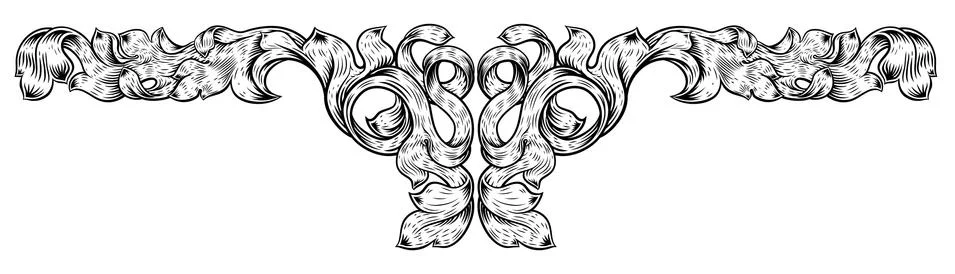 Filigree Leaf Pattern Floral Scroll Pattern Stock Illustration