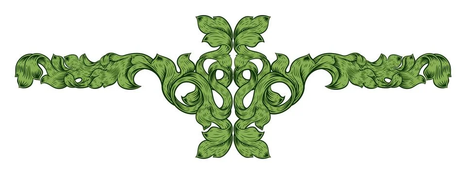 Filigree Leaf Pattern Floral Scroll Pattern Stock Illustration