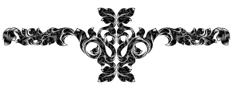 Filigree Leaf Pattern Floral Scroll Pattern Stock Illustration