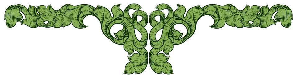 Filigree Leaf Pattern Floral Scroll Pattern Stock Illustration