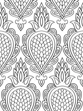 Filigree pattern with abstract fruit. Stock Illustration