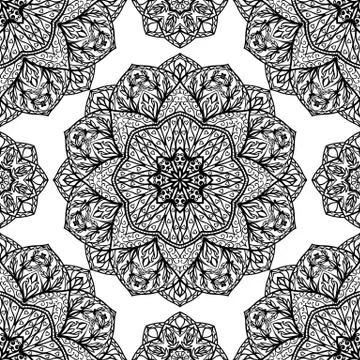 Filigree pattern of mandalas. Stock Illustration