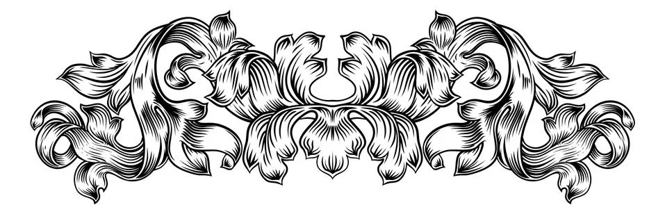 Filigree Vintage Pattern Scroll Leaf Laurel Motif イラスト素材