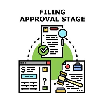 Filing approval stage process for document review Stock Illustration