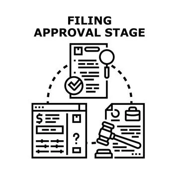 Filing approval stage process for document review Stock Illustration