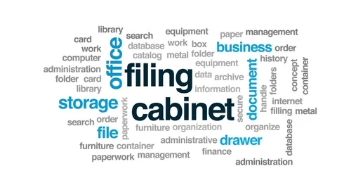 Filing Cabinet Animated Word Cloud Text Design Animation Clip