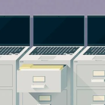 Filing cabinet computer Stock Illustration