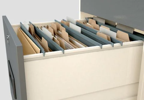 Filing Cabinet Drawer Open Generic Stock Illustration