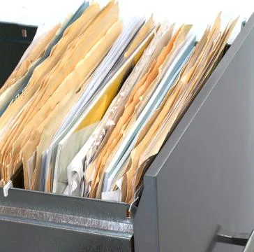 Filing cabinet with files Stock Photos
