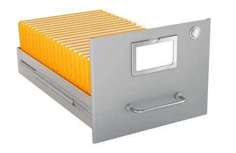 Filing Cabinet with folders, 3D rendering Stock Illustration