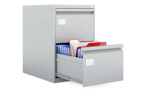 Filing cabinet with folders inside, 3D rendering Filing cabinet with folde... Foto stock
