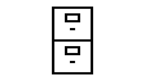 Filing cabinet icon animated black color in white background Vídeos de archivo 264644209