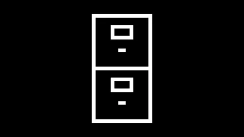 Filing cabinet icon animated white color in black background Vídeos de archivo 264644208