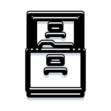 Filing cabinet icon organizing office documents data Stock Illustration