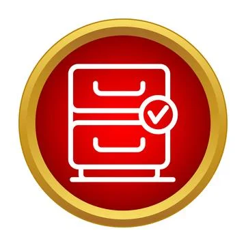 Filing cabinet icon showing document validation and approval Stock Illustration