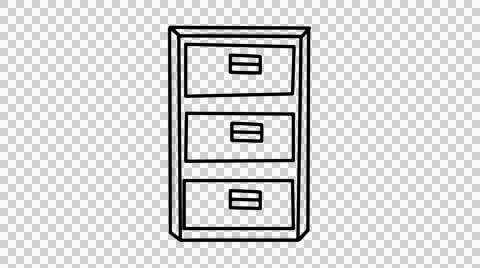 Filing Cabinet line drawing office illustration animation transparent background Stock Footage 44723017