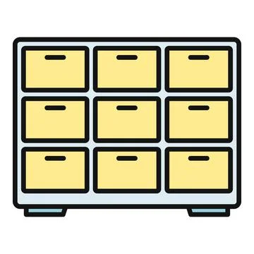 Filing cabinet organizing documents and information icon Stock Illustration