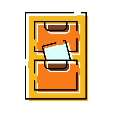 Filing cabinet organizing documents with file folders Stock Illustration