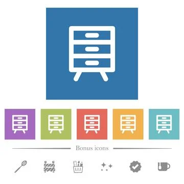 Filing cabinet outline flat white icons in square backgrounds Stock-Illustration