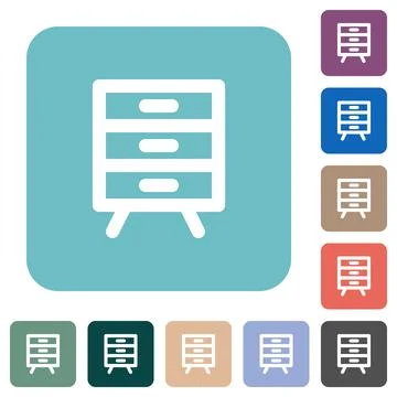 Filing cabinet outline rounded square flat icons Stock-Illustration
