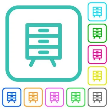 Filing cabinet outline vivid colored flat icons Stock Illustration