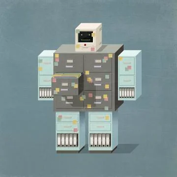 Filing cabinet robot Stock Illustration
