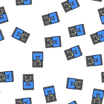 Filing cabinet vector seamless pattern Stock Illustration