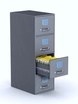 Filing cabinet on white background. Isolated 3D illustration Illustrazione stock