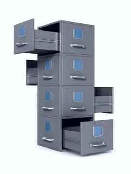 Filing cabinet on white background. Isolated 3D illustration Stock Illustration