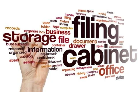 Filing cabinet word cloud Stock Photos
