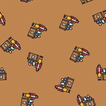 Filing documents administrative assistant vector seamless pattern Stock Illustration