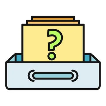 Filing drawer with unknown question mark card Stock Illustration