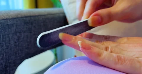 Filing fingernails for smooth shape Видео 315538438