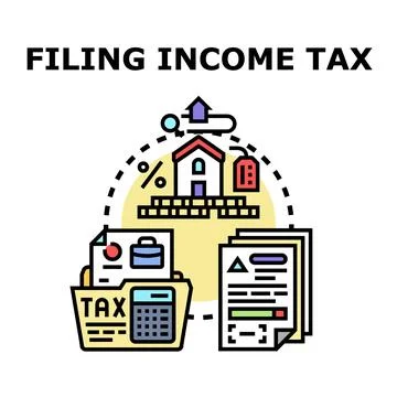 Filing income tax declaration calculating property finances Stock Illustration