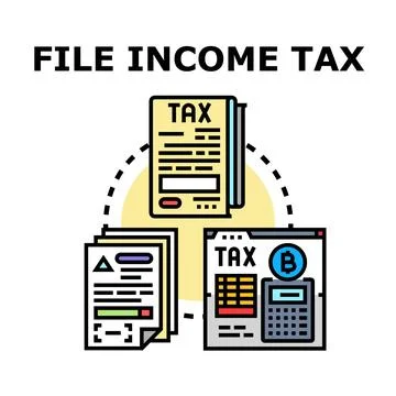 Filing income tax declaration documents online concept Stock Illustration