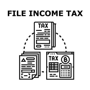 Filing income tax declaration documents online concept Stock Illustration