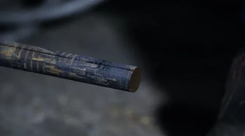 The filing of the iron, the brass rod grinding machine. Video stock 49432238