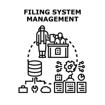 Filing system management and document organization concept Stock Illustration