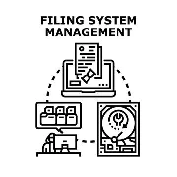 Filing system management managing digital data network Stock Illustration