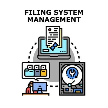 Filing system management managing digital data network Stock Illustration