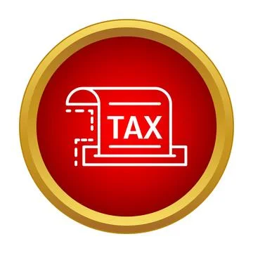 Filing tax document with red button icon Stockillustratie
