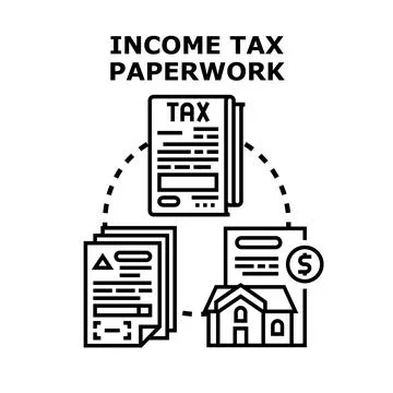 Filing tax forms and financial documents for property Illustrazione stock