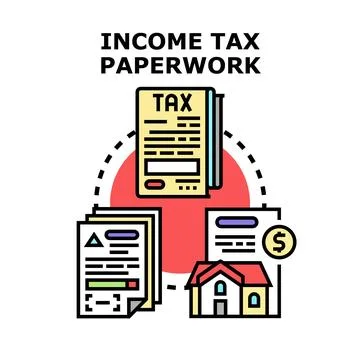 Filing tax forms and financial documents for property Stock Illustration