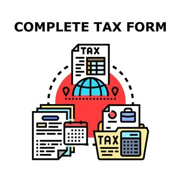Filing tax forms globally, managing financial reports Stock Illustration