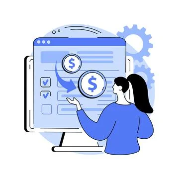 Filing tax return software abstract concept vector illustration. Stock Illustration