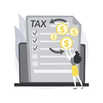 Filing tax return software abstract concept vector illustration. Stock Illustration