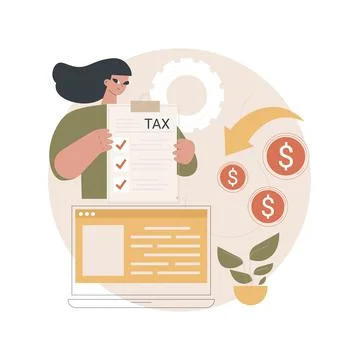 Filing tax return software abstract concept vector illustration. Stock Illustration