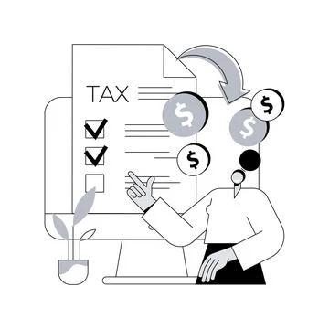 Filing tax return software abstract concept vector illustration. Stock Illustration