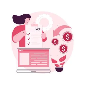 Filing tax return software abstract concept vector illustration. Stock Illustration
