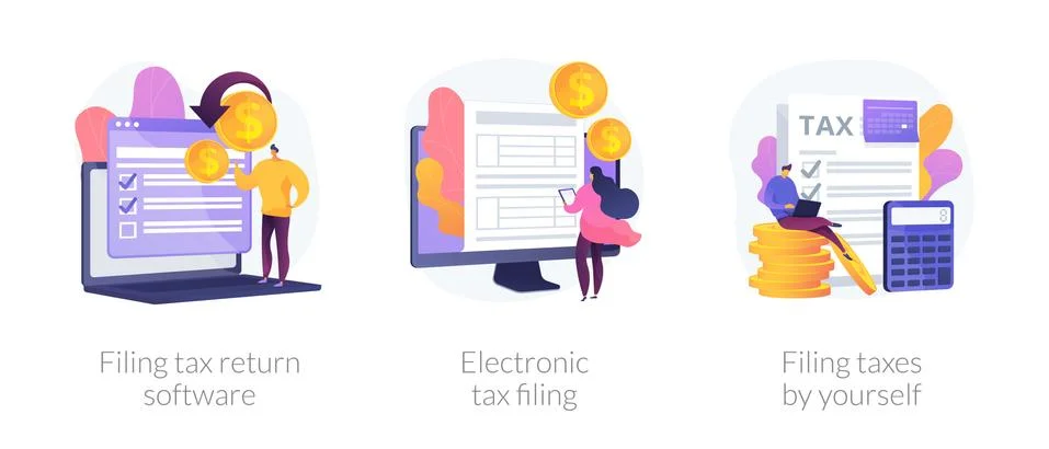 Filing tax return software vector concept metaphors. Stock Illustration